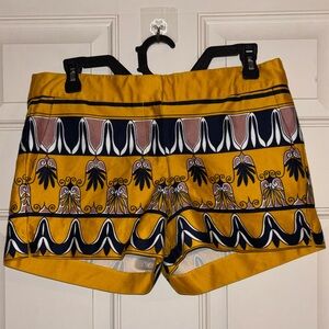 J.Crew City Fit Shorts Lisbon Scroll Print Marigold Yellow Size 4